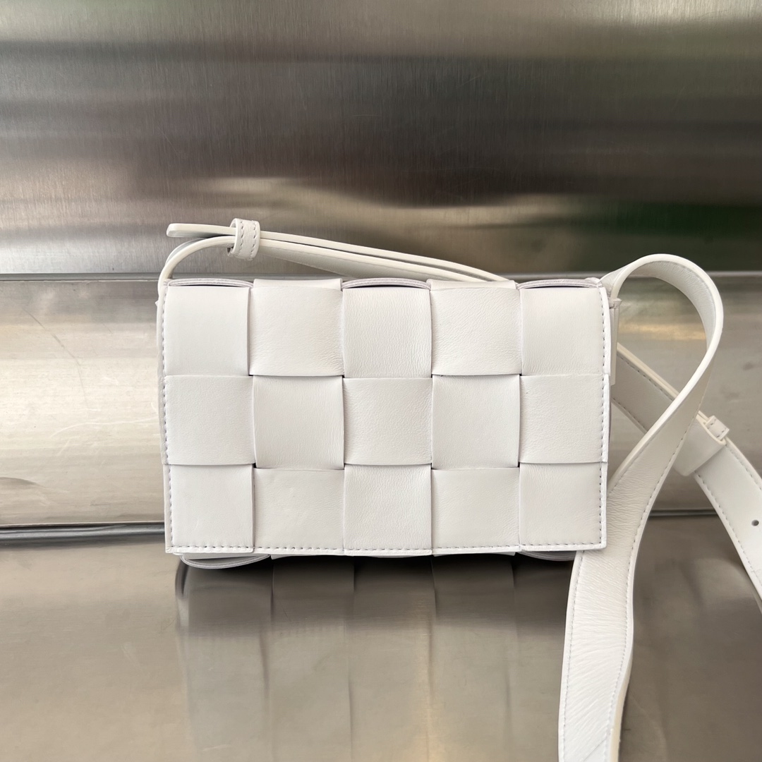 Small Cassette Intreccio Leather Cross-body Bag White